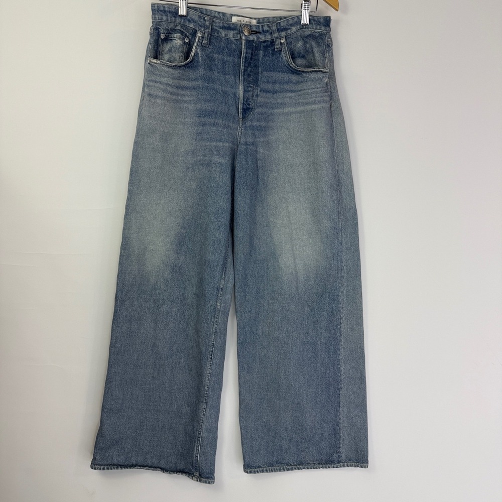 Rag & Bone Miramar Jeans Women 30 Blue Wide Leg sunny side up Egg Patch